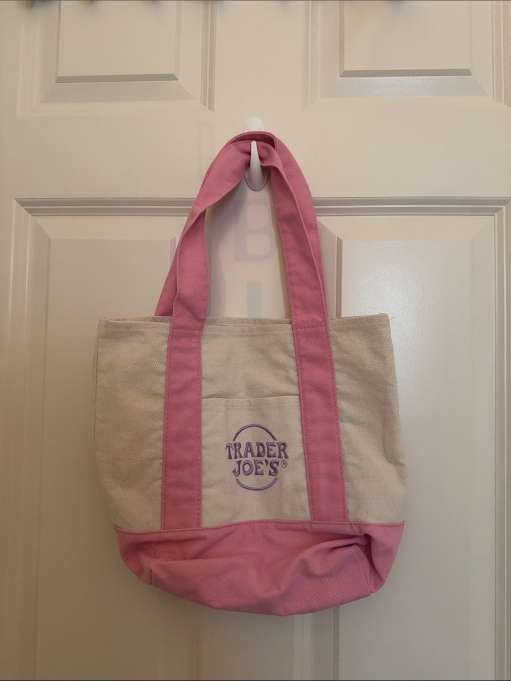 Trader Joe’s Pink & Cream Canvas Tote Bag